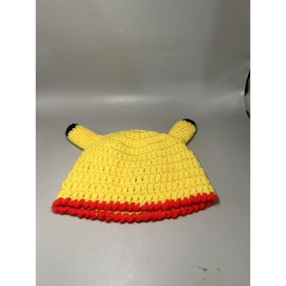 Pikachu Hat Cap Fitted Kids Small Handmade Crochet Pokemon Beanie Cosplay - Picture 3 of 5